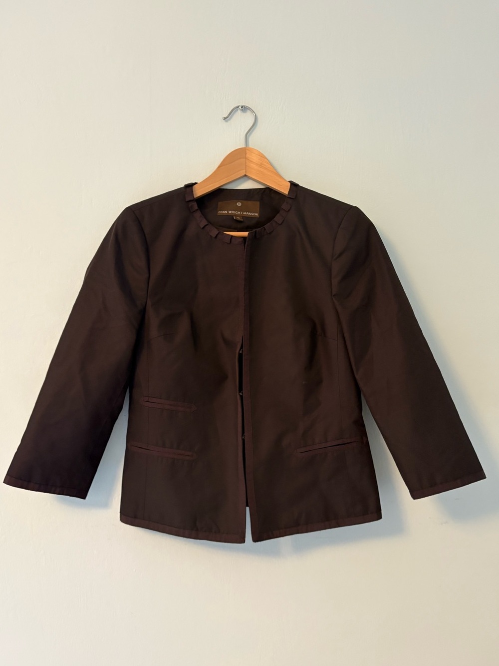 Fenn Wright Manson Tailored Black Collarless Jacket Small